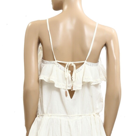 Free People Free-est Beachy Boheme Tunic Mini Dress Lace Cami Ruffle XS 283542 - Picture 8 of 9